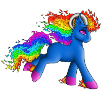 Size: 200x200 | Tagged: safe, rainbow dash, g4, clothes, colored hooves, flaming hair, mane of fire, rainbow fire, ram horns, simple background, socks, species swap, valkyrie, white background