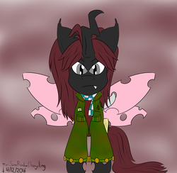 Size: 2048x2000 | Tagged: safe, artist:xwoofyhoundx, oc, oc only, oc:invictia sadie, changeling, fallout equestria, high res, looking at you