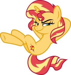 Size: 5058x5331 | Tagged: safe, artist:osipush, sunset shimmer, pony, unicorn, g4, absurd resolution, evil smile, female, mare, simple background, smug, smugset shimmer, solo, transparent background, vector, welcome home twilight