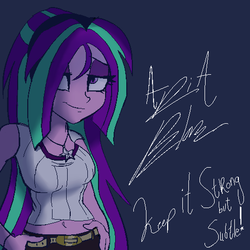 Size: 495x495 | Tagged: dead source, safe, artist:wubcakeva, aria blaze, equestria girls, g4, autograph, belly button, female, loose hair, midriff, solo