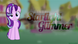 Size: 2560x1440 | Tagged: safe, artist:dadiocoleman, artist:xebck, edit, starlight glimmer, pony, unicorn, g4, alternate hairstyle, cute, female, hexagon, looking at you, mare, ponyville, smiling, solo, vector, wallpaper, wallpaper edit