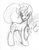 Size: 1594x2048 | Tagged: safe, artist:ciaran, derpibooru exclusive, applejack, g4, bouquet, female, grimace, monochrome, rough sketch, simple background, sketch, solo, traditional art