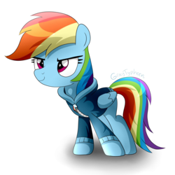 Size: 2000x2000 | Tagged: safe, artist:graytyphoon, rainbow dash, g4, clothes, female, high res, hoodie, solo