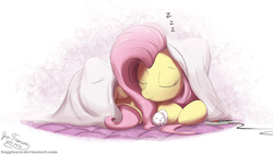 Size: 2000x1125 | Tagged: safe, artist:bugplayer, fluttershy, pegasus, pony, rabbit, g4, blanket, bugplayer is trying to murder us, commission, controller, cute, duo, eyes closed, female, mare, nintendo entertainment system, prone, shyabetes, signature, sleeping