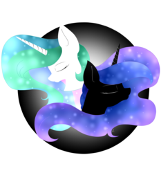 Size: 2700x2900 | Tagged: safe, artist:norica-official, princess celestia, princess luna, g4, eyes closed, high res, royal sisters, simple background, sisters, transparent background