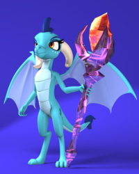 Size: 2000x2500 | Tagged: safe, artist:argos90, artist:earthwinddk2, princess ember, dragon, g4, gauntlet of fire, 3d, 3d model, bloodstone scepter, dragon lord ember, female, high res, solo