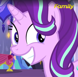 Size: 1393x1381 | Tagged: safe, screencap, starlight glimmer, pony, unicorn, g4, no second prances, cute, female, glimmerbetes, grin, happy, implied trixie, looking back, mare, smiling, solo, squee, wide eyes