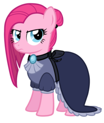 Size: 1224x1440 | Tagged: safe, artist:thecheeseburger, pinkie pie, g4, alternate hairstyle, clothes, dress, female, flash puppet, glare, pinkamena diane pie, simple background, solo, transparent background