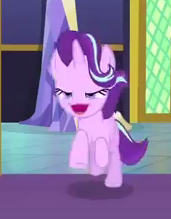 Size: 171x219 | Tagged: safe, screencap, starlight glimmer, pony, g4, no second prances, derp, faic, running, trailer