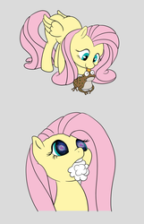 Size: 771x1200 | Tagged: safe, artist:midnight-wizard, fluttershy, toad, g4, 4chan, drugs, family guy, flutterhigh, foaming at the mouth, gray background, hallucination, high, licking, male, simple background, toad venom, tongue out