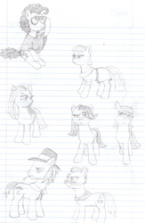 Size: 2108x3243 | Tagged: safe, artist:crazynutbob, cheese sandwich, cloudy quartz, igneous rock pie, limestone pie, marble pie, maud pie, pinkie pie, the rock farmer's daughters, g4, alternate universe, high res, lined paper, pencil drawing, pie family, pie sisters, pinkamena diane pie, ship:quartzrock, siblings, sisters, traditional art