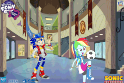 Size: 900x600 | Tagged: safe, artist:trungtranhaitrung, rainbow dash, equestria girls, g4, angry, canterlot high, crossover, football, gif, hasbro, male, non-animated gif, sega, sonic the hedgehog, sonic the hedgehog (series)