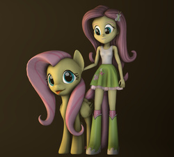 Size: 1200x1080 | Tagged: safe, artist:vinuldash, fluttershy, human, equestria girls, g4, 3d, 3d model, boots, clothes, cute, female, fluttershy's skirt, human ponidox, open mouth, petting, polka dot socks, self ponidox, shyabetes, skirt, socks, solo, source filmmaker, tank top, tongue out