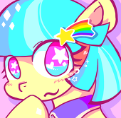 Size: 170x167 | Tagged: safe, artist:u1041, coco pommel, g4, female, icon, lowres, solo, starry eyes, wavy mouth, wingding eyes