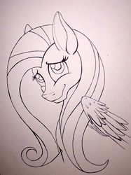 Size: 2084x2787 | Tagged: safe, artist:tsand106, fluttershy, g4, cute, female, high res, monochrome, shyabetes, solo