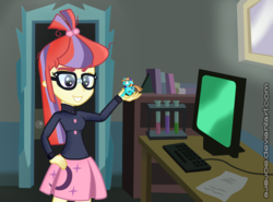 Size: 1620x1200 | Tagged: safe, artist:aj0joe, moondancer, oc, oc:madison quick, pony, equestria girls, g4, clothes, cutie mark on clothes, equestria girls-ified, micro, skirt, tiny ponies