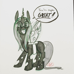 Size: 500x500 | Tagged: safe, artist:ryuredwings, queen chrysalis, changeling, changeling queen, adorable face, cute, cutealis, female, filly, filly queen chrysalis, solo