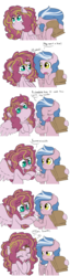 Size: 1280x4986 | Tagged: safe, artist:marukouhai, oc, oc only, oc:okey, oc:sakura, chocolate, comic, dialogue, food, lunch, offspring, parent:bulk biceps, parent:fluttershy, parent:pinkie pie, parent:pokey pierce, parents:flutterbulk, parents:pokeypie