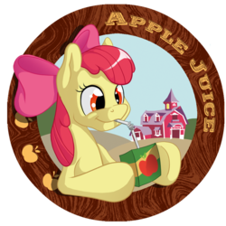 Size: 600x600 | Tagged: safe, artist:dsc-the-artist, apple bloom, earth pony, pony, g4, apple juice, female, filly, juice, solo, sweet apple acres