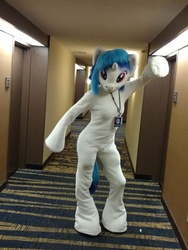 Size: 403x537 | Tagged: safe, artist:ask-wub-pon3, artist:atalonthedeer, dj pon-3, vinyl scratch, human, g4, babscon, babscon 2016, clothes, costume, fursuit, irl, irl human, photo, solo