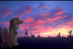 Size: 1024x683 | Tagged: safe, artist:starlyfly, oc, oc only, pegasus, pony, solo, sunset, twilight (astronomy)