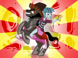 Size: 2000x1500 | Tagged: safe, artist:knadire, artist:knadow-the-hechidna, king sombra, sonata dusk, pony, unicorn, equestria girls, g4, my little pony equestria girls: rainbow rocks, doctor sombrero, duo, food, humans riding ponies, king sombrero, mount, ole, rearing, riding, sombrero, sonata dusk riding sombra, sonataco, taco, that girl sure loves tacos, that pony sure does love tacos, that siren sure does love tacos