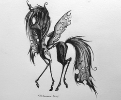 Size: 1128x936 | Tagged: safe, artist:xxpinkamena-piexx, queen chrysalis, changeling, changeling queen, g4, female, solo, traditional art