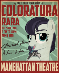 Size: 1678x2044 | Tagged: safe, artist:wourdeluck, coloratura, earth pony, pony, fallout equestria, g4, poster, rara