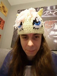 Size: 600x800 | Tagged: safe, fluttershy, human, g4, cap, crochet, dross, dross rotzank, hat, irl, irl human, photo