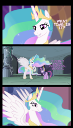 Size: 600x1048 | Tagged: safe, edit, edited screencap, screencap, princess celestia, twilight sparkle, g4, comic, female, lesbian, meme, ship:twilestia, shipping