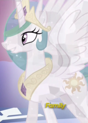 Size: 765x1076 | Tagged: safe, screencap, princess celestia, alicorn, crystal pony, pony, g4, the crystalling, cropped, crystallized, discovery family logo, female, mare, outfit catalog, solo, spread wings, wings