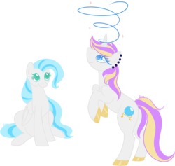 Size: 915x866 | Tagged: safe, artist:orcakisses, oc, oc only, oc:fanfair, oc:tealight, pegasus, pony, unicorn, earring, piercing, simple background, transparent background, vector