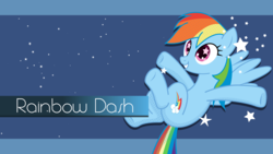 Size: 1920x1080 | Tagged: safe, artist:theshadowstone, rainbow dash, g4, female, on back, solo, song reference, starry eyes, stars, wingding eyes