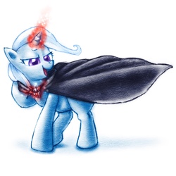 Size: 1280x1280 | Tagged: safe, artist:remyroez, trixie, pony, unicorn, g4, alicorn amulet, cape, clothes, female, mare, solo, traditional art