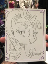 Size: 600x800 | Tagged: safe, artist:andy price, starlight glimmer, g4, irl, lidded eyes, lineart, looking at you, photo, s5 starlight, smug, solo, traditional art