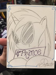 Size: 600x800 | Tagged: safe, artist:andy price, dj pon-3, vinyl scratch, g4, album, crying, female, love symbol, prance, prince (musician), rest in peace, rest in purple, solo, traditional art
