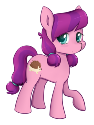 Size: 1024x1371 | Tagged: safe, artist:midnightpremiere, lily longsocks, hedgehog, crusaders of the lost mark, g4, adorasocks, cute, female, filly, foal, lilydorable, looking at you, pigtails, raised hoof, scrunchie, simple background, smiling, solo, transparent background