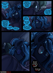 Size: 3000x4091 | Tagged: safe, artist:dracojayproduct, princess luna, oc, oc:willow, comic:lunar isolation, g4, comic, this will end in pain
