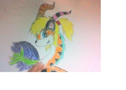 Size: 700x500 | Tagged: safe, artist:brony96, oc, oc only, oc:dizzy, draconequus, solo, traditional art