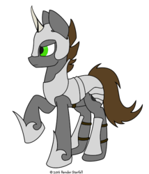 Size: 480x562 | Tagged: safe, artist:renderstarfall, oc, oc only, oc:ren, pony, unicorn, armor, fight, solo, war