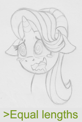 Size: 776x1145 | Tagged: safe, artist:lockerobster, starlight glimmer, g4, equality, expand dong, exploitable meme, female, floppy ears, meme, monochrome, pencil drawing, sketch, solo, traditional art, wavy mouth