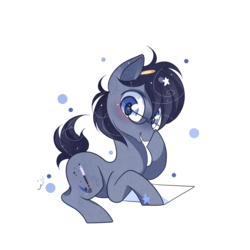 Size: 1200x1200 | Tagged: safe, artist:ipun, oc, oc only, oc:sketchy, pony, blushing, glasses, male, paper, pencil, simple background, solo, stallion, starry eyes, transparent background, wingding eyes