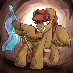 Size: 700x700 | Tagged: safe, artist:azimooth, oc, oc only, oc:russet winds, pegasus, pony, flag, solo