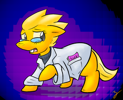 Size: 1157x945 | Tagged: safe, artist:zutcha, pony, alphys, clothes, crossover, lab coat, ponified, solo, undertale