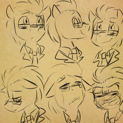 Size: 750x750 | Tagged: safe, artist:craftykraken, doctor whooves, time turner, pony, g4, crying, male, monochrome, solo, stallion