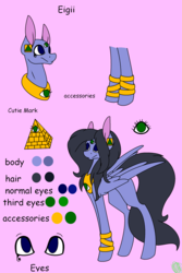 Size: 2029x3031 | Tagged: safe, artist:immagoddampony, oc, oc only, oc:eigii, egyptian, high res, reference sheet