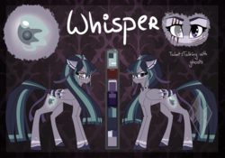 Size: 1024x717 | Tagged: safe, artist:diaxmine, oc, oc only, oc:whisper, pegasus, pony, collar, reference sheet, scar