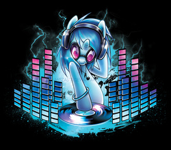 Size: 700x616 | Tagged: safe, artist:miszasta, dj pon-3, vinyl scratch, pony, unicorn, g4, equalizer, female, headphones, record, solo