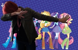 Size: 570x368 | Tagged: safe, applejack, fluttershy, pinkie pie, rarity, twilight sparkle, equestria girls, g4, babscon, babscon 2016, dab, dabfaust, equestria girls drama, equestria girls plus, exploitable meme, female, horrified, lauren faust, meme, sneezing