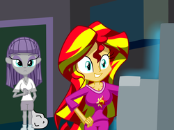 Size: 1600x1200 | Tagged: safe, artist:lovehtf421, maud pie, sunset shimmer, human, equestria girls, g4, my little pony equestria girls: rainbow rocks, scene interpretation